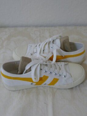 Gola Coaster Tennis Sneakers Shoes White Yellow Wingflash Womens US 6